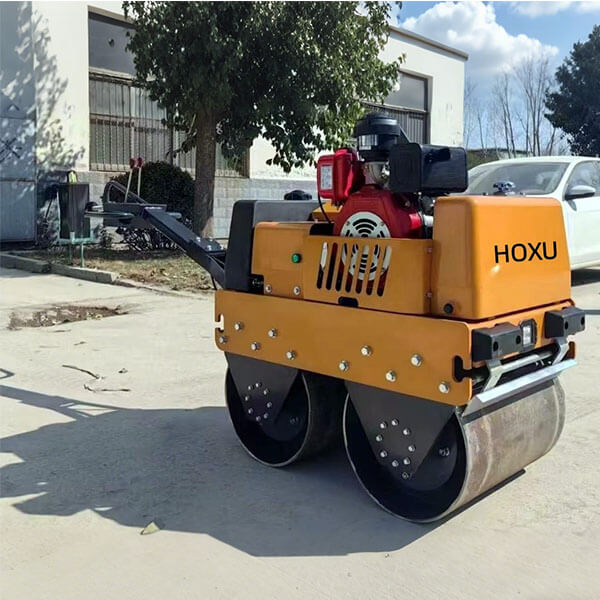 Walk behind double drum vibratory road roller