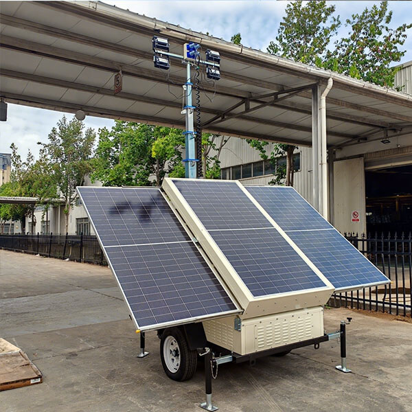Trailer solar energy mobile lighting tower