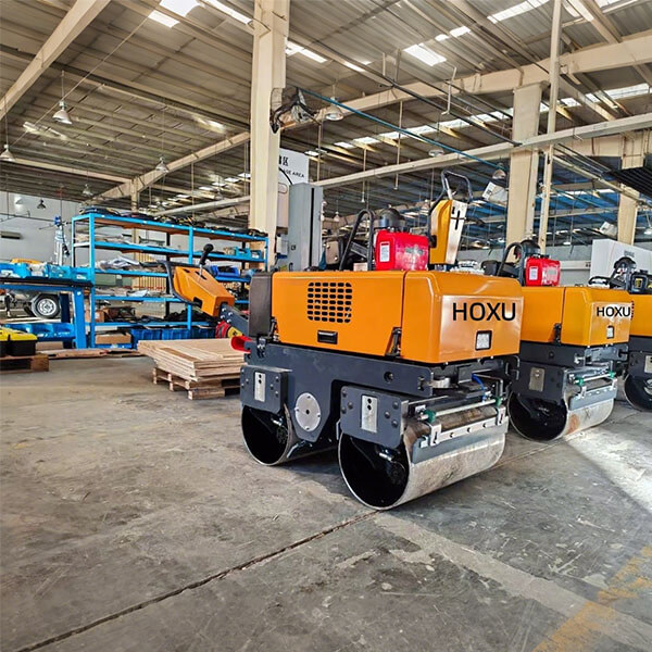 Walk behind double drum vibratory road roller